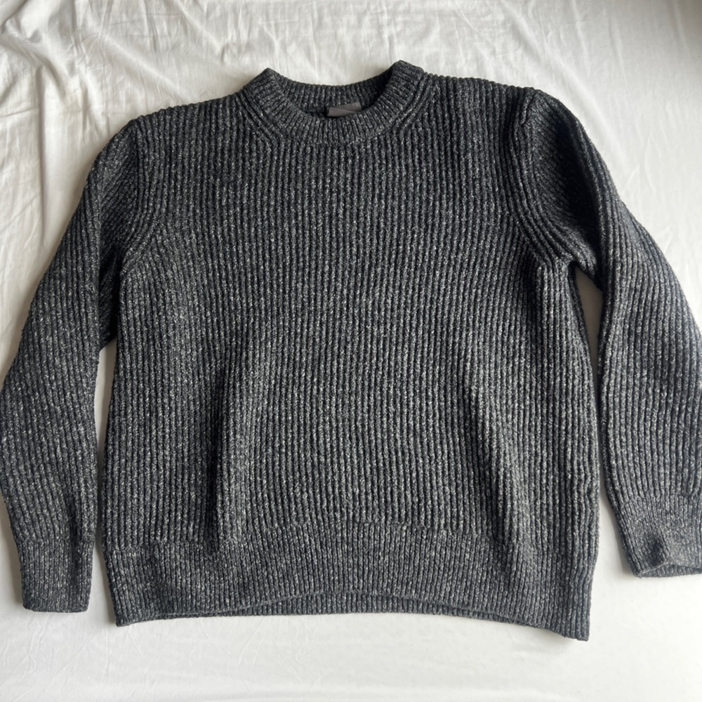 H&M Man Men’s Knit Pullover Sweater Crewneck Dark Gray Thick Size XL charcoal